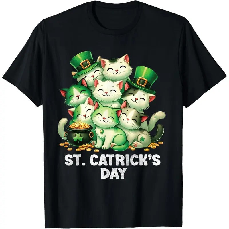 St Patricks Catricks Day Cats Saint Pattys Women Men Kids T-Shirt made in USA Hoodie, Sweatshirt | TeeBloomCo.com