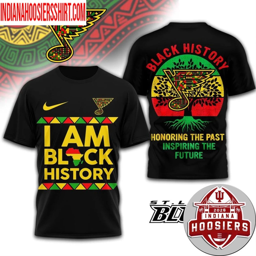 St. Louis Blues 2026 NHL Black History Map And Logo Two Sided Shirt