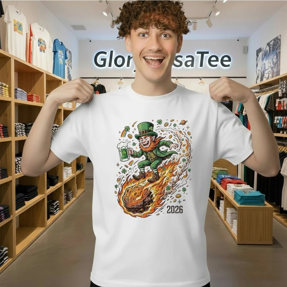 St. Patrick’s Day Fireball Meteor Retro Cosmic Graphic Shirt