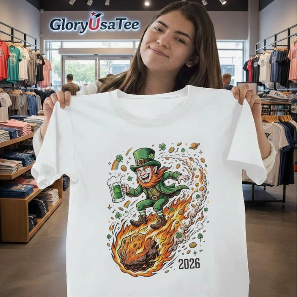 St. Patrick’s Day Fireball Meteor Retro Cosmic Graphic Shirt