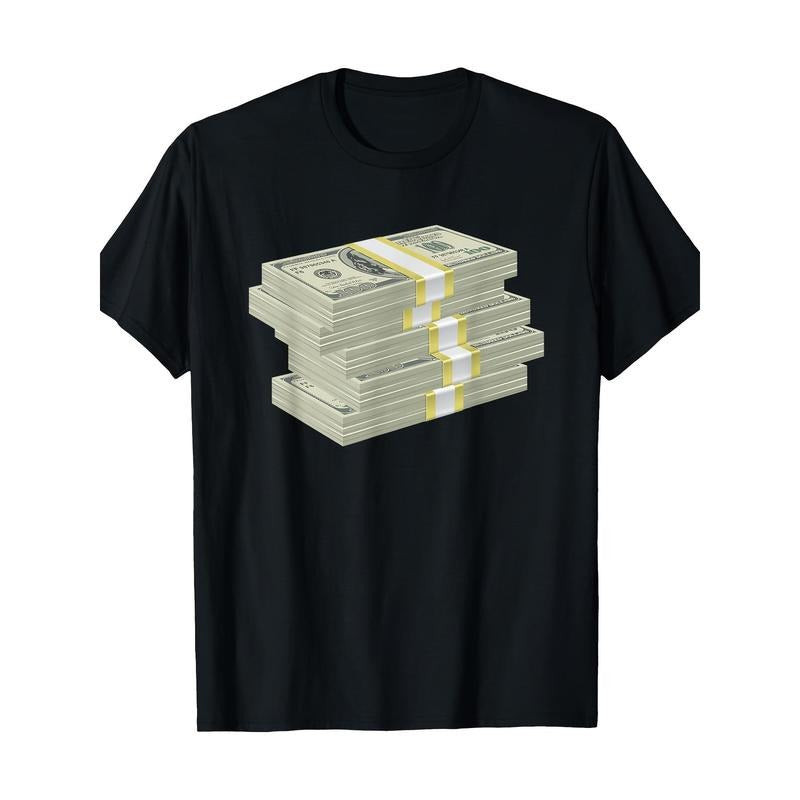 Stack Of Money Dollar Bills Design T-Shirt-100% Cotton - 220g made in usa Hoodie, Sweatshirt | TeeBloomCo.com