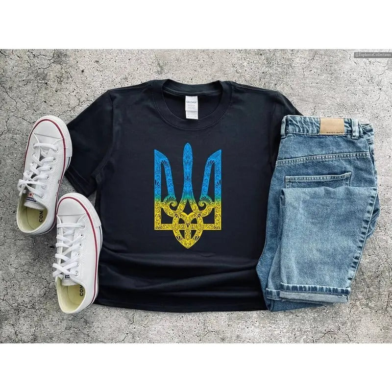 Stand With Ukraine Shirt, Ukraine Support Outfit T-shirt, Ukraine Emblem Shirt, Ukraine Symbol T-shirt, Ukraine Gift...