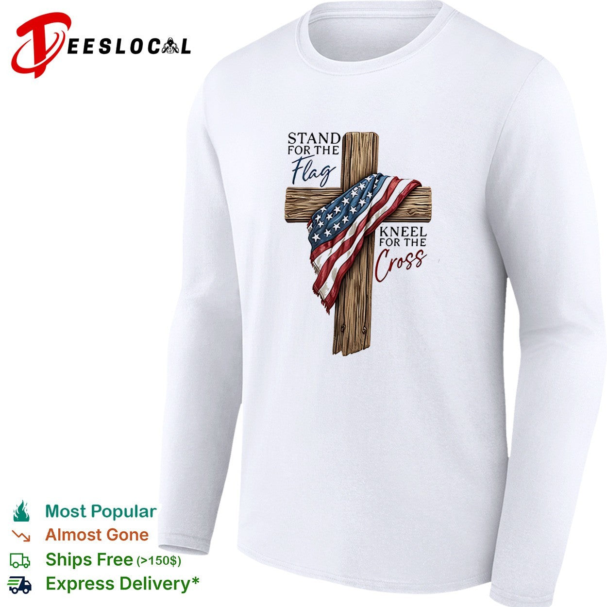 Stand for the flag kneel for the cross American flag wooden cross illustration shirt