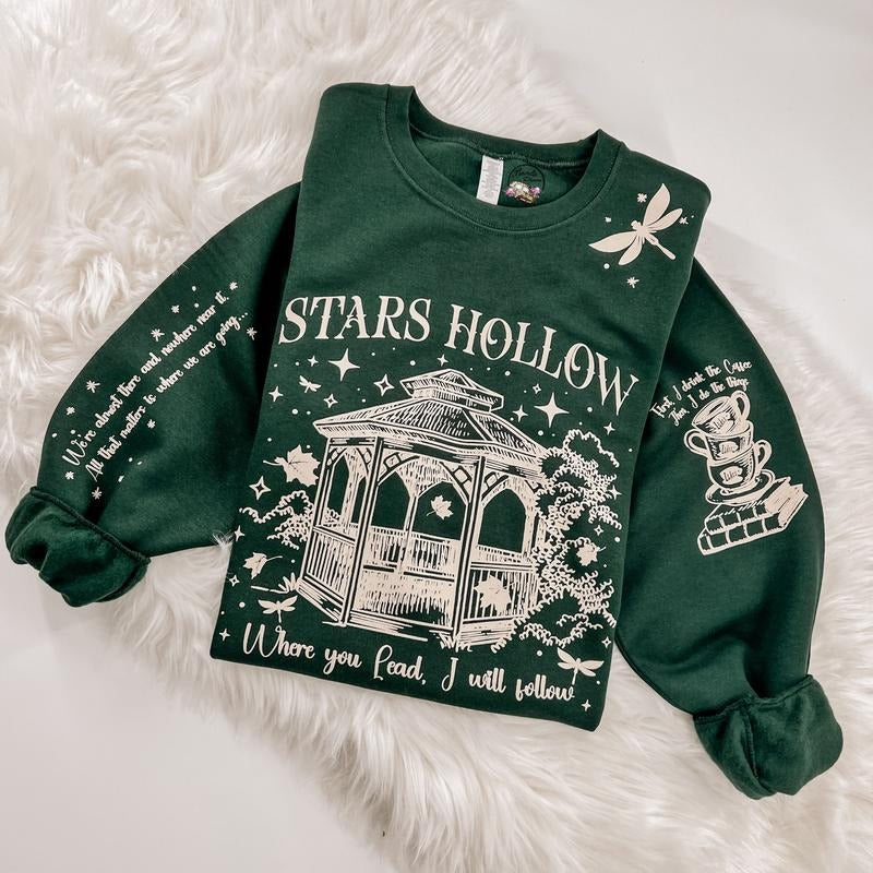 Stars Hallow Sweatshirt or Hoodie with sleeve prints Womenswear  Comfy Tops Sweaters T-Shirts | TeeBloomCo.com