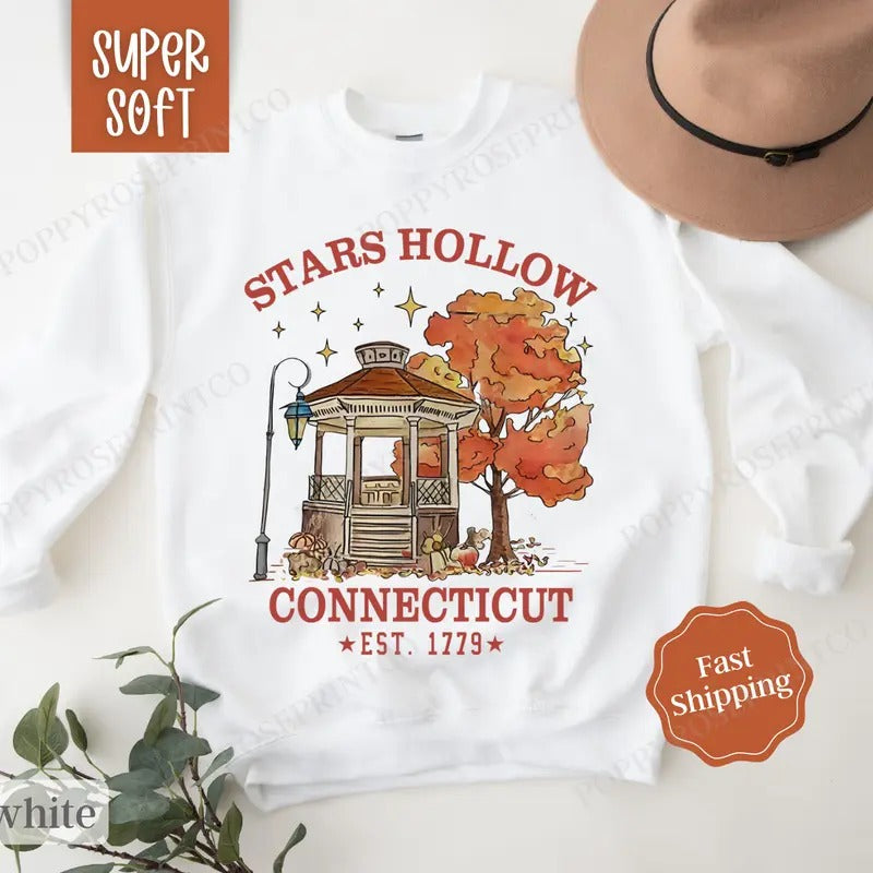 Stars Hollow Sweatshirt,  Cozy Fall Sweatshirt for Women, Pumpkin Season Sweater, T-Shirts, Hoodie | TeeBloomCo.com