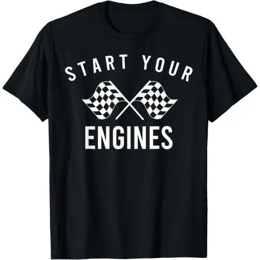 Start your engines checkered flag Retro Racing Cheer T-Shirt Made in USA Hoodie, Sweatshirt | TeeBloomCo.com