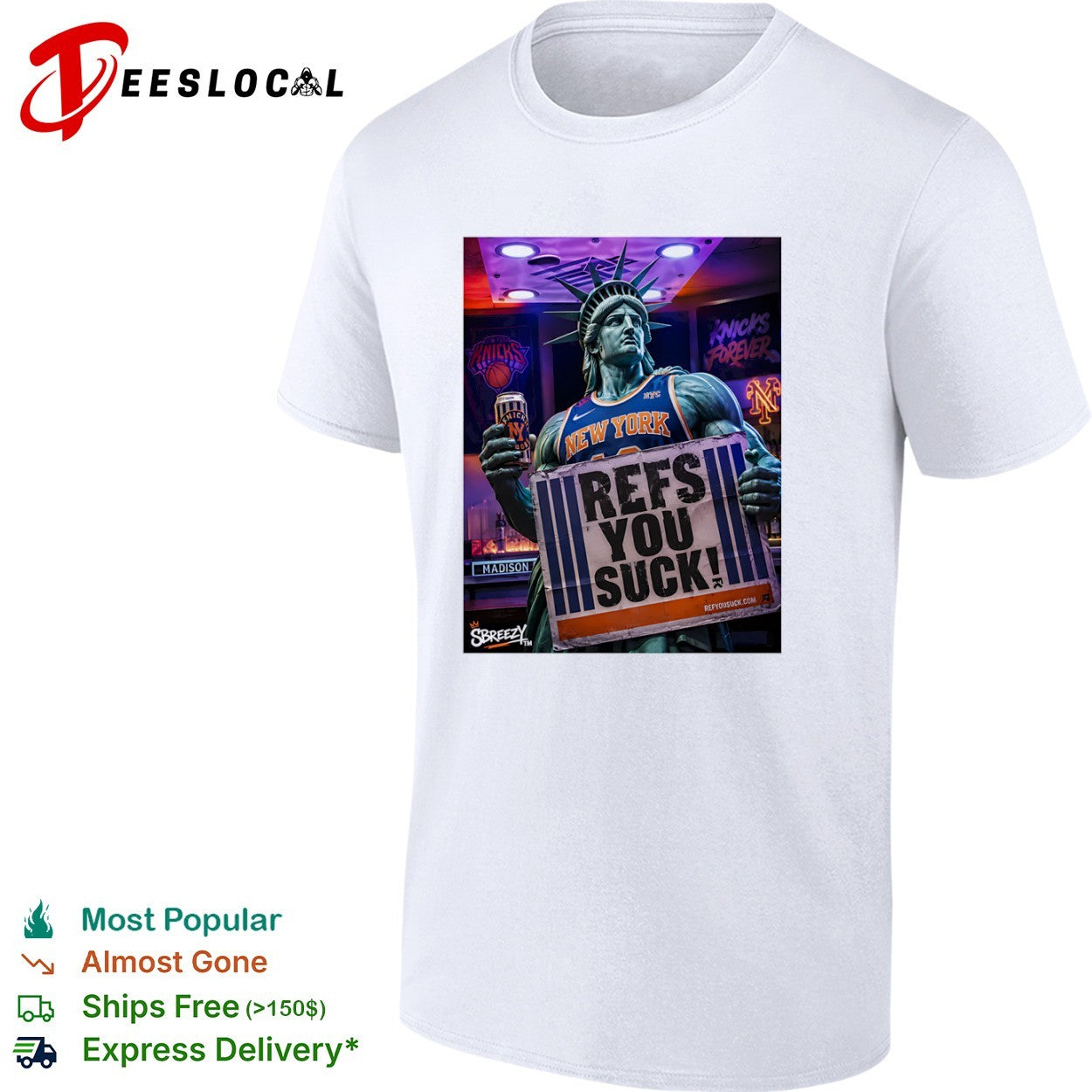 Statue of Liberty New York Knicks Refs You Suck basketball shirt