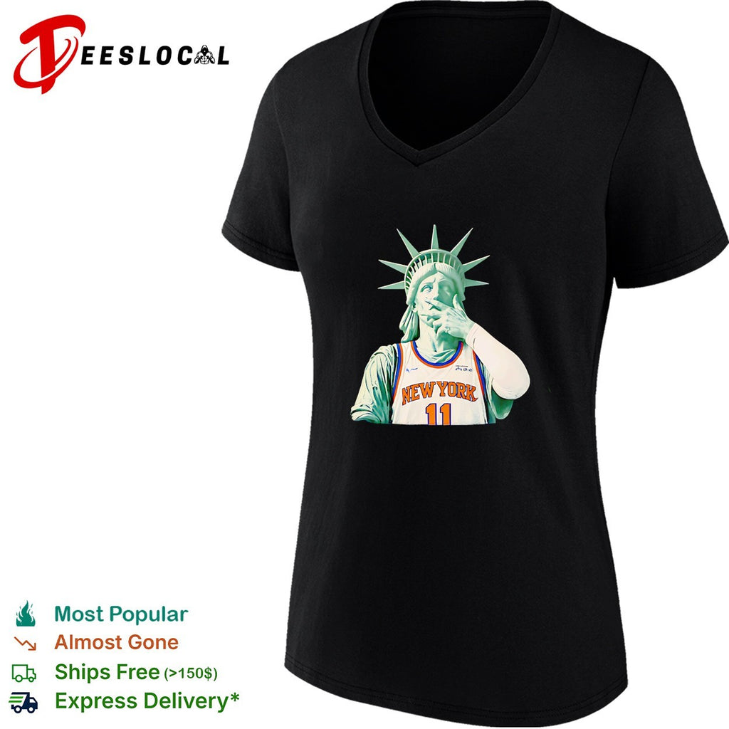 Statue of Liberty as New York Knicks player number 11 smoking gesture graphic shirt