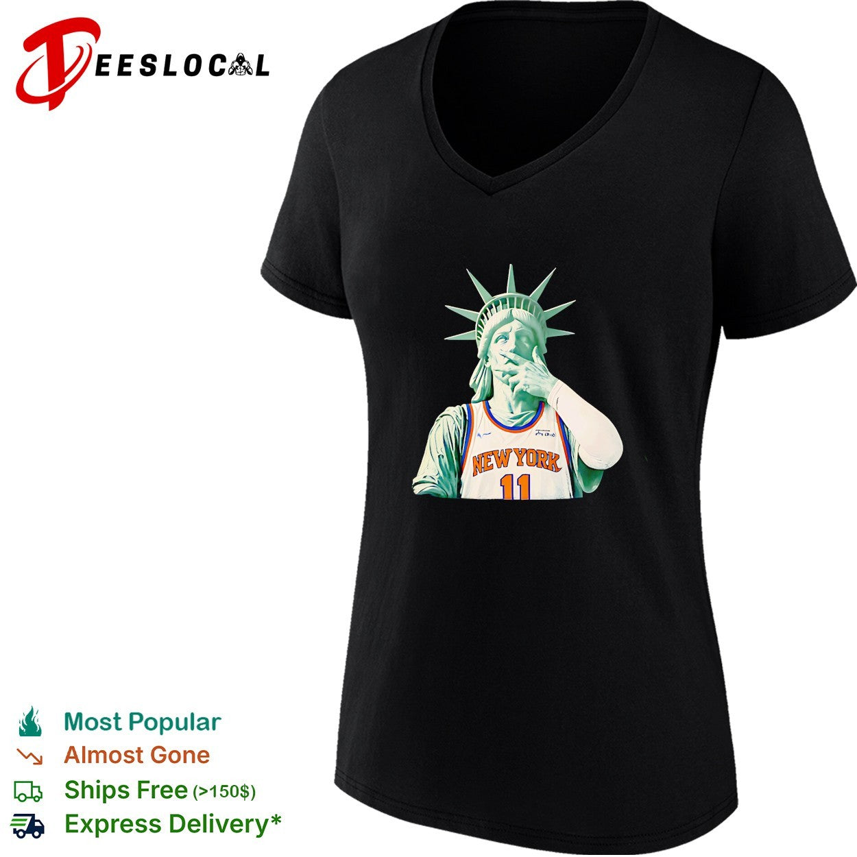 Statue of Liberty as New York Knicks player number 11 smoking gesture graphic shirt