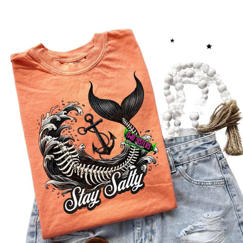 Stay Salty Neon Orange Summer TShirt