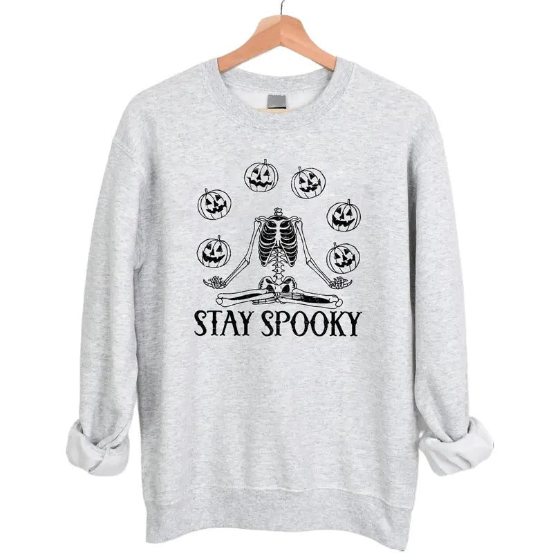 Stay Spooky Pumpkin Skeleton Sweatshirt Hoodie Tshirt, Halloween Gifts | TeeBloomCo.com
