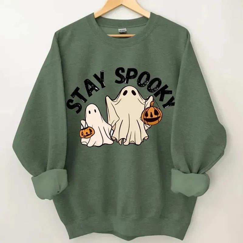 Stay Spooky Sweatshirt, Halloween Sweater, Halloween Gift Hoodie, Womens T-Shirt, Spooky Season Shirt, Ghost | TeeBloomCo.com