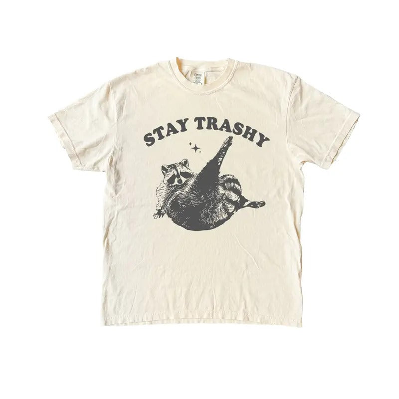 Stay Trashy Raccoon T Shirt, Cool T Shirt, TIktok Shirts Hoodie, Sweatshirt | TeeBloomCo.com