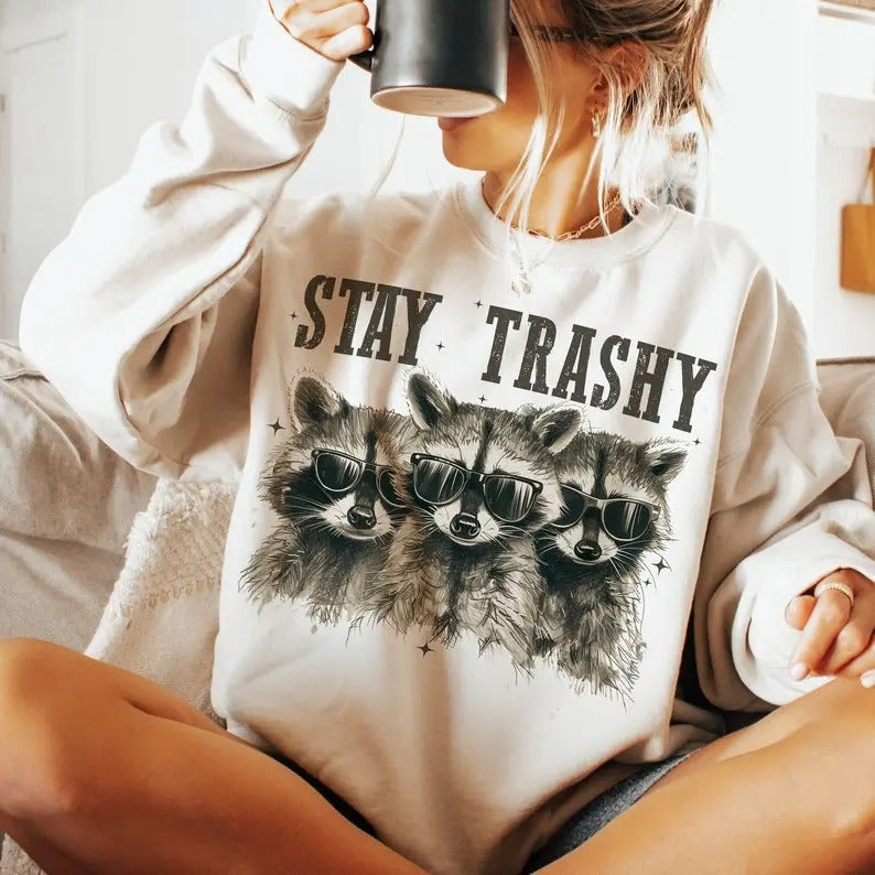 Stay Trashy Shirt, Funny Raccoon, Opossum Shirt, Retro, Skunk, Funny Animals, Animals Lover  T-shirt, sweater and Hoodie...