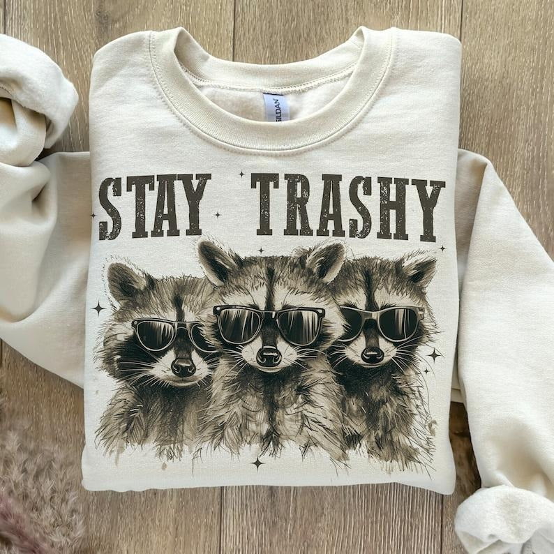 Stay Trashy Shirt, Funny Raccoon, Opossum Shirt, Retro, Skunk, Funny Animals, Animals Lover Hoodie, T-shirt and sweater...