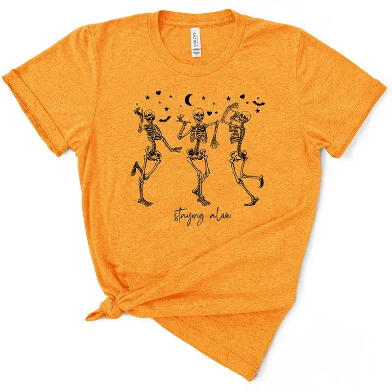 Staying Alive Funny Skeleton Halloween TShirt Hoodie, Sweatshirt | TeeBloomCo.com