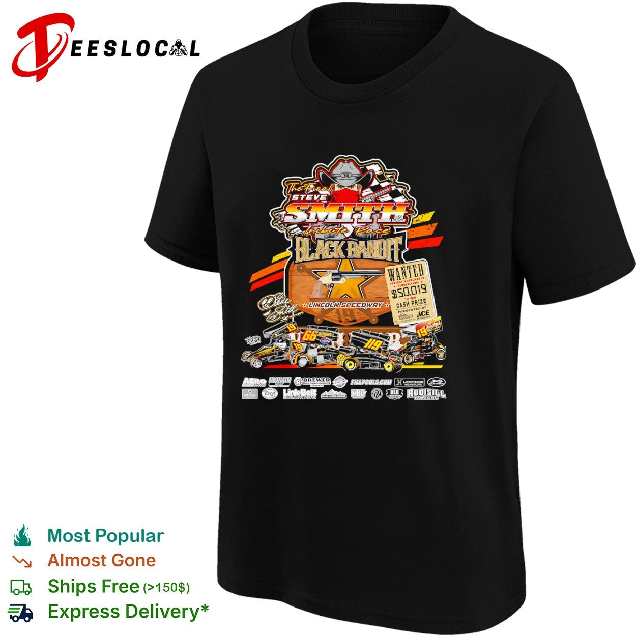 Steve Smith Sr The Final Race Black Bandit Lincoln Speedway shirt