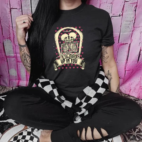 Still Tangled Up in You Black Crewneck Sweatshirt, T Shirt, or Hoodie Pullover | Punk, Alt, Grunge, Goth, Skeleton Style,...