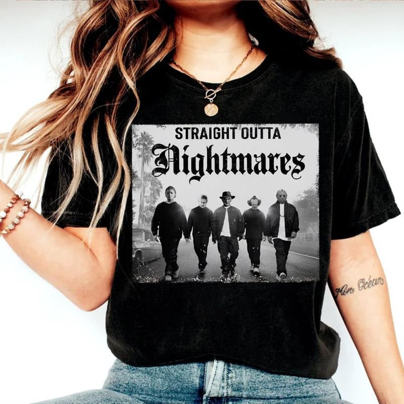 Straight Outts Nightmares Shirt, Halloween Character2024 Shirt, Horror Movie Sweatshirt, Horror Movie Shirt, Halloween...
