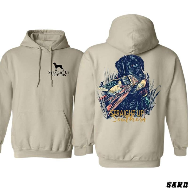 Straight Up Southern Hoodie - Hunting Dog Graphic, Hoodies for Country Girls, Outdoor Adventure Apparel, Rustic Country...