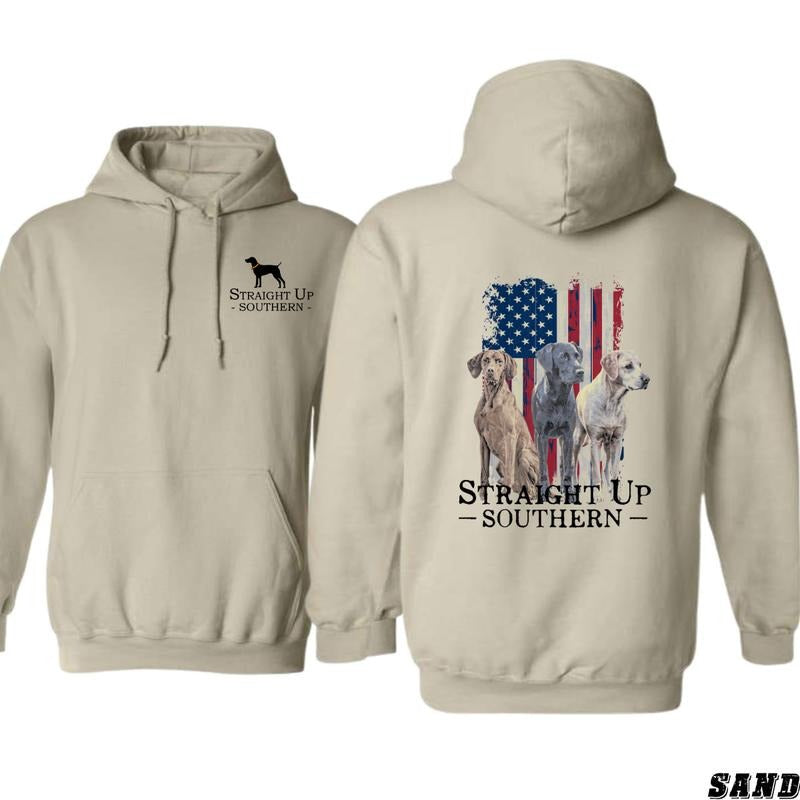 Straight Up Southern Sand Hoodie - Hoodies for Country Girls, Patriotic Dog Graphic, Southern Pride Sweatshirt, American...