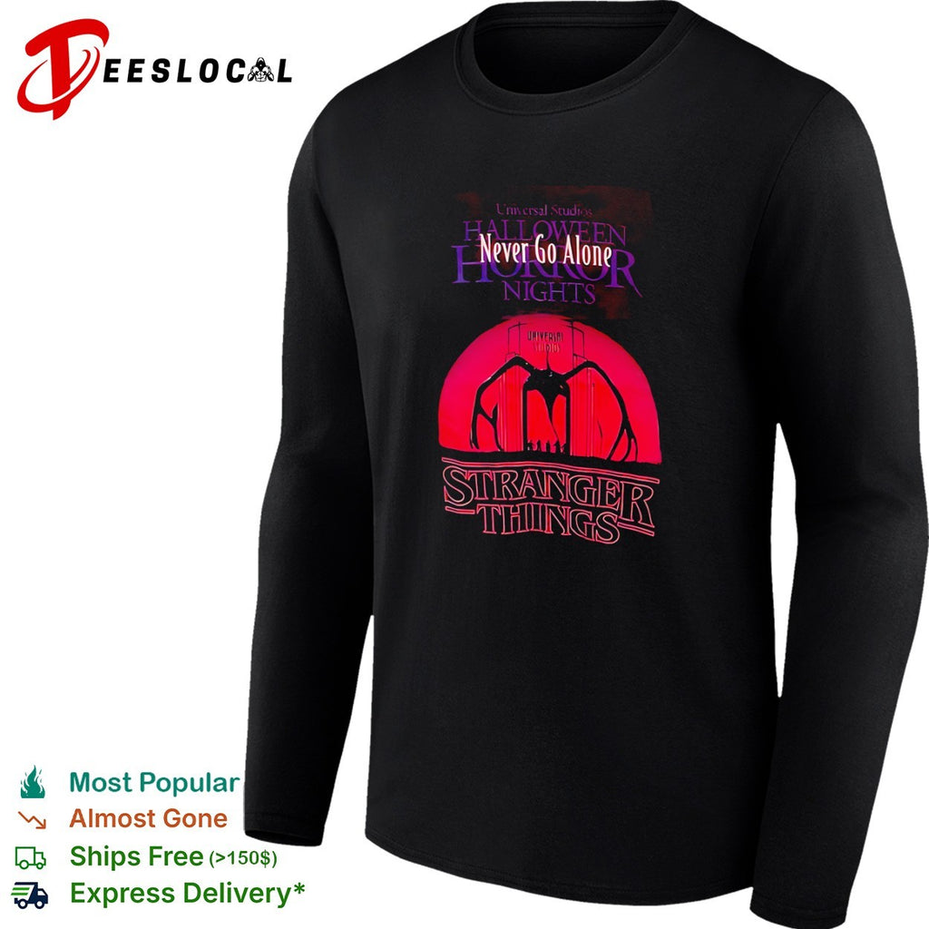 Stranger Things Mind Flayer Universal Studios Halloween Horror Nights Never Go Alone shirt
