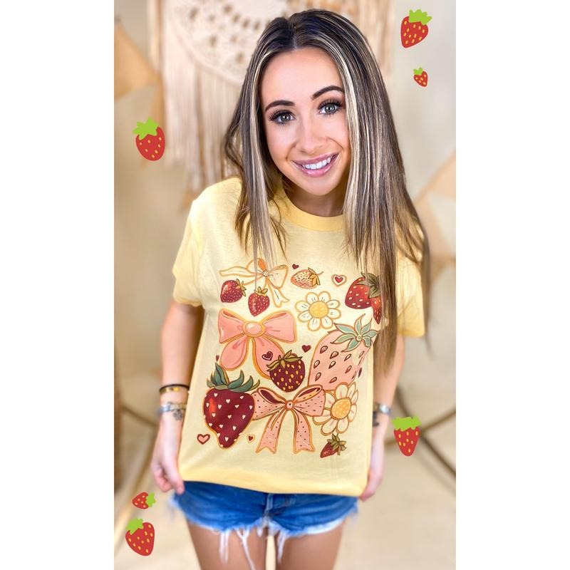 Strawberry Bows Graphic T-Shirt Hoodie, Sweatshirt | TeeBloomCo.com