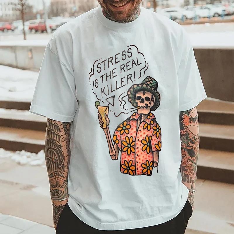 Stress Is The Real Killer! SK Printed Men's T-shirt - Naughty Clothes Men Hoodie, Sweatshirt | TeeBloomCo.com