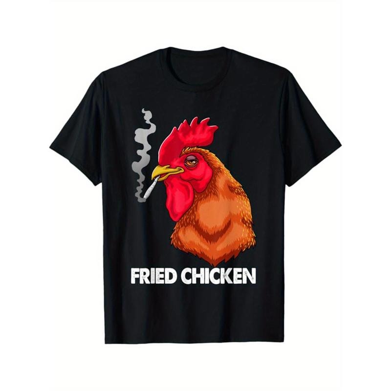 Stylish Chicken Print Crew Neck T-shirt