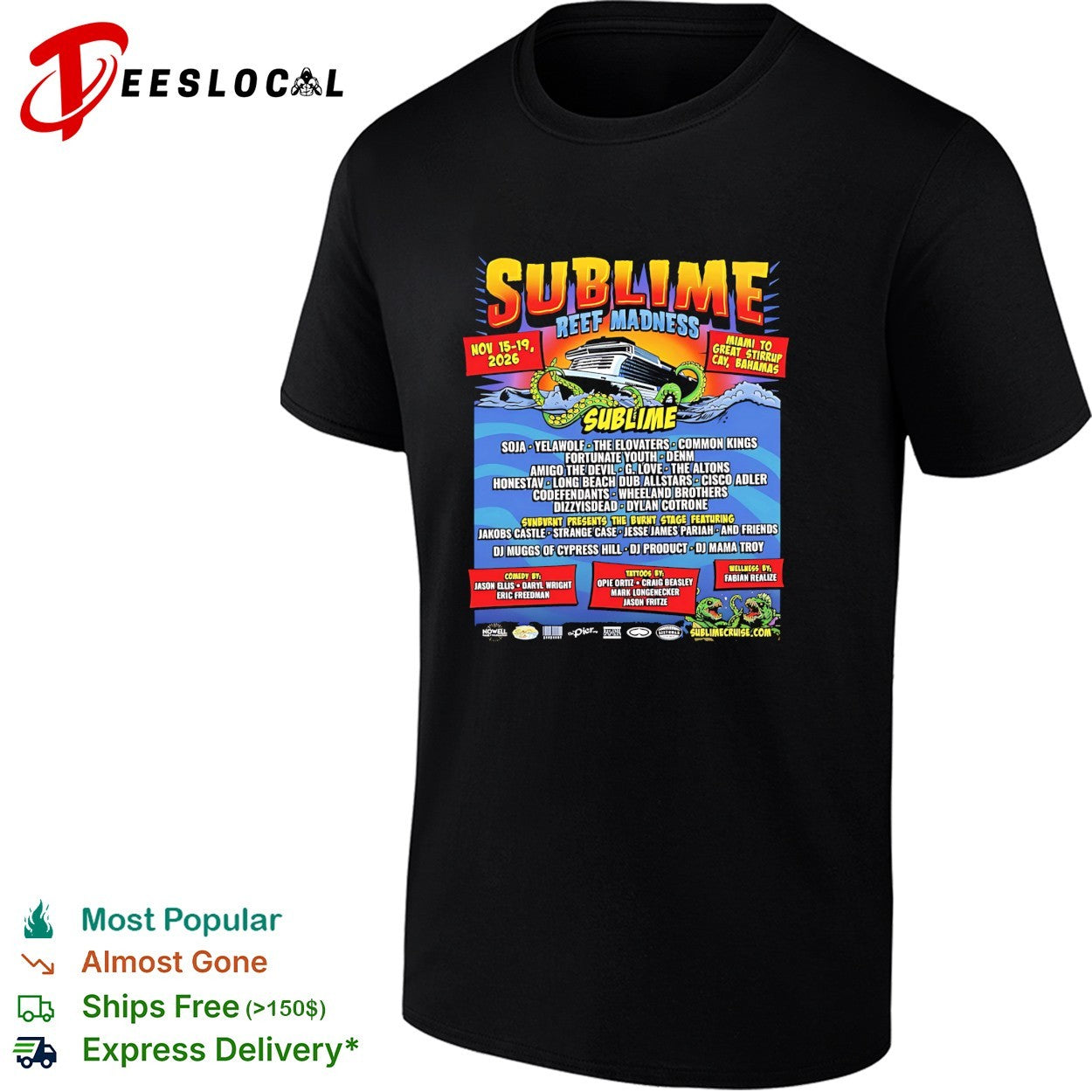 Sublime Reef Madness Nov 15 19 2026 Miami to Great Stirrup Cay Bahamas music shirt