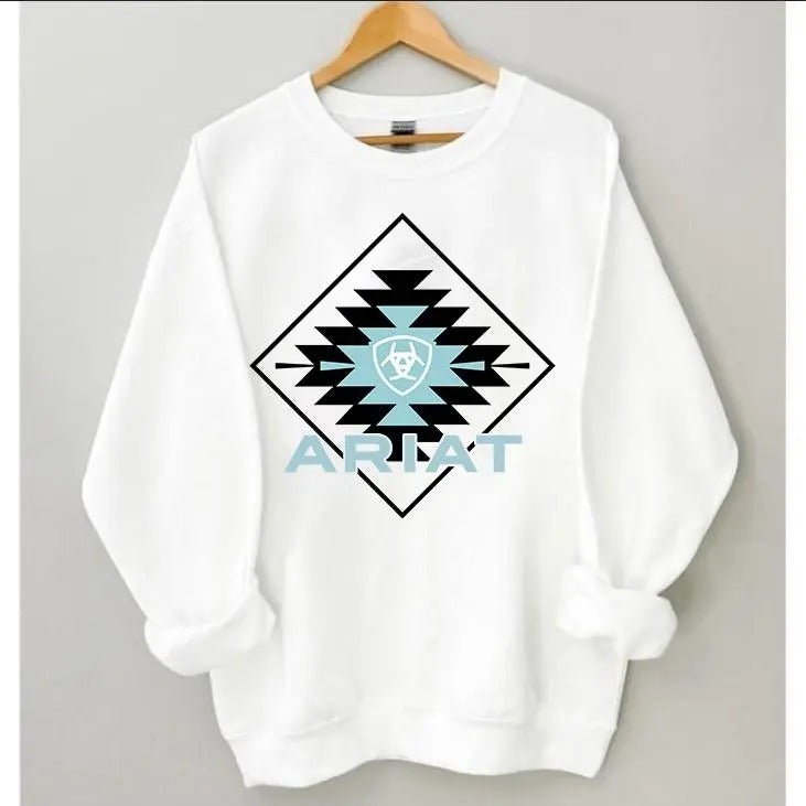 Summer Aesthetic Ariat Men's Southwestern Print Sweatshirt Cotton Crew Neck Sweatshirt T-shirt Hoodie, Summer & Spring...