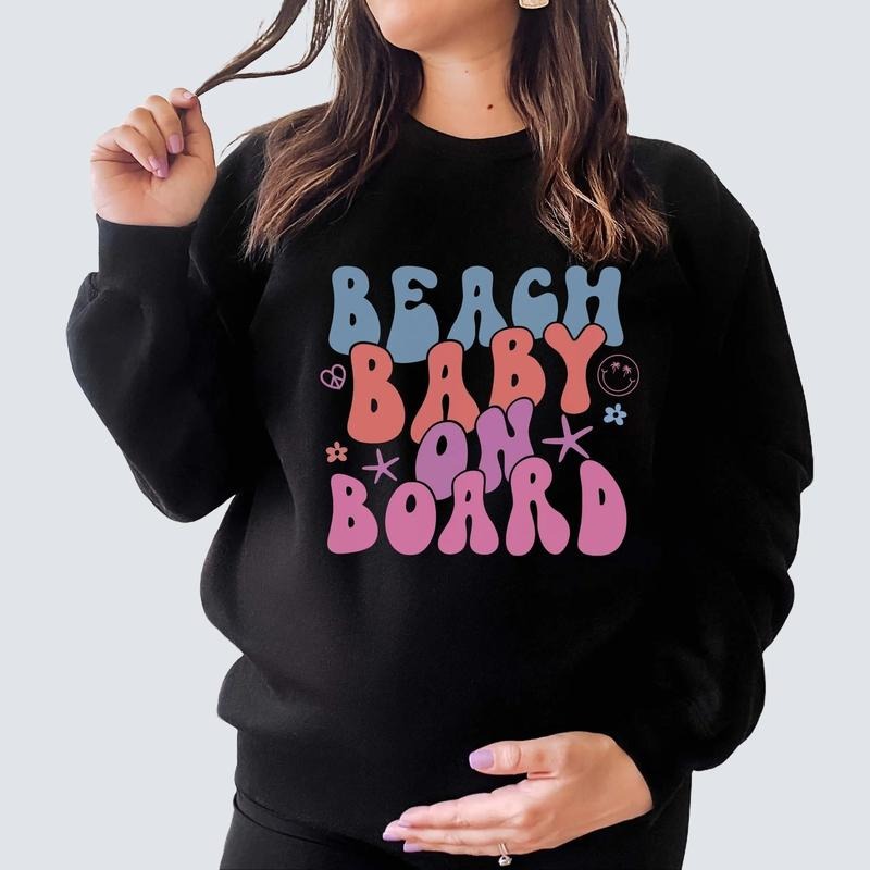 Summer Pregnancy Announcement Sweatshirt Beach Baby Announcement Beach Gender Reveal Sweater Beach Baby on Board...