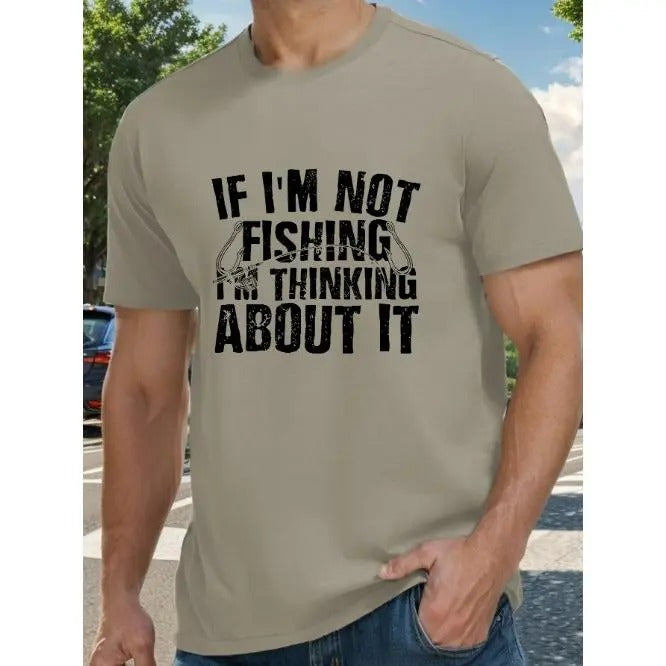 Summer Trendy Men's Crew Neck Short Sleeve Tees - Comfy Breathable Fishing Slogan Print T-Shirt for Daily Street Outdoor...