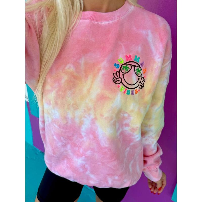 Summer Vibes Embroidered Sunshine Sweatshirt T-Shirts, Hoodie | TeeBloomCo.com