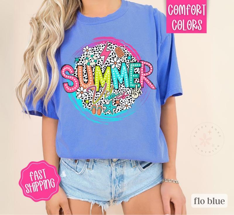 Summer Vibes Shirt Comfort Colors, Summer Shirt, Oversized Graphic Tshirt, Beach Shirt Hoodie, Sweatshirt | TeeBloomCo.com