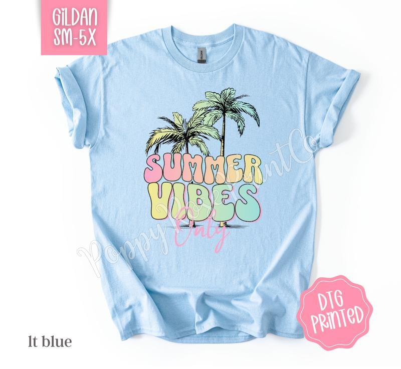 Summer Vibes Shirt Gildan, Oversized Graphic Women's Beach Tee, Swimsuit Cover Hoodie, Sweatshirt | TeeBloomCo.com
