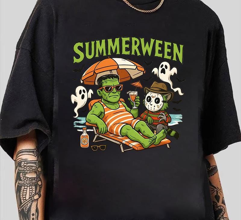 Summerween Summer Tee T-Shirt Retro Graphic Tee Everyday Graphic Tee Edgy Streetwear Retro Graphic Tee Hoodie, Sweatshirt