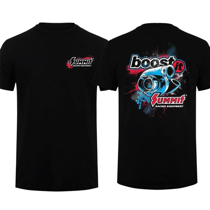 Summit Racing Boost It Turbo Tee Car Lover Shirt Racing Shirt Speed Style Performance Summer T-shirt Menswear Car Parts...