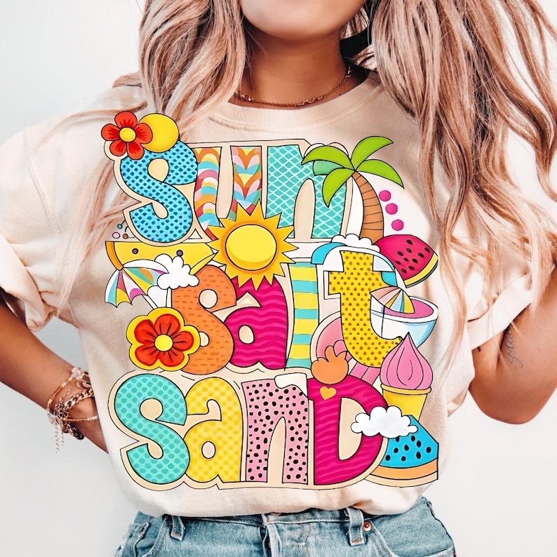 Sun Salt Sand Retro Beach Checkered Summer Beach Vibes Shirt T-Shirtstyle{n002}2 Hoodie, Sweatshirt | TeeBloomCo.com