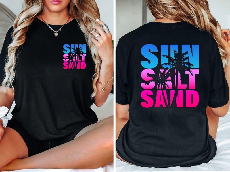 Sun Sand Salt Beach Shirt, Summer, Trendy Beach Shirts For Women, Summer Vacation Shirts, Womens Oversized Beach Shirt...