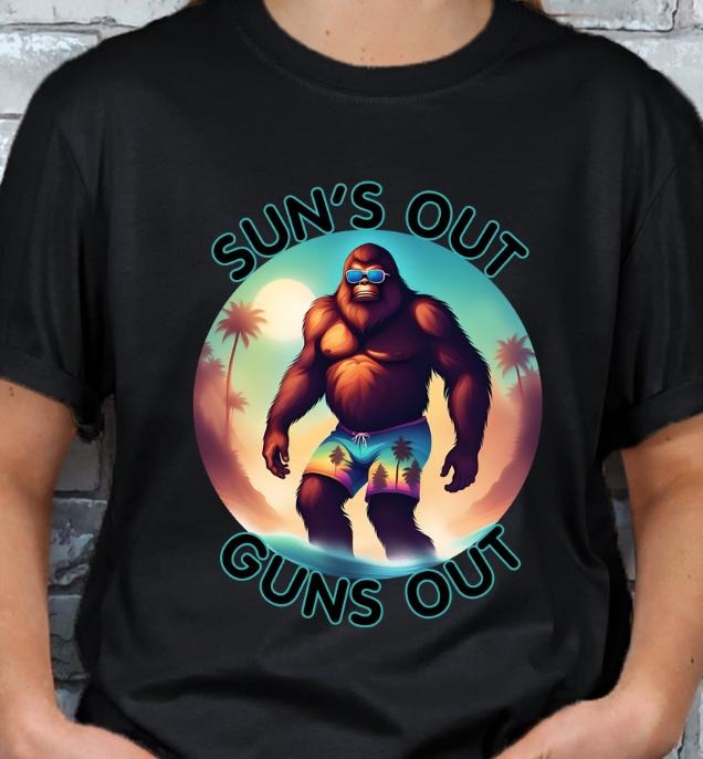Sun's out Sasquatch Beach Unisex Graphic T-shirt Hoodie, Sweatshirt | TeeBloomCo.com