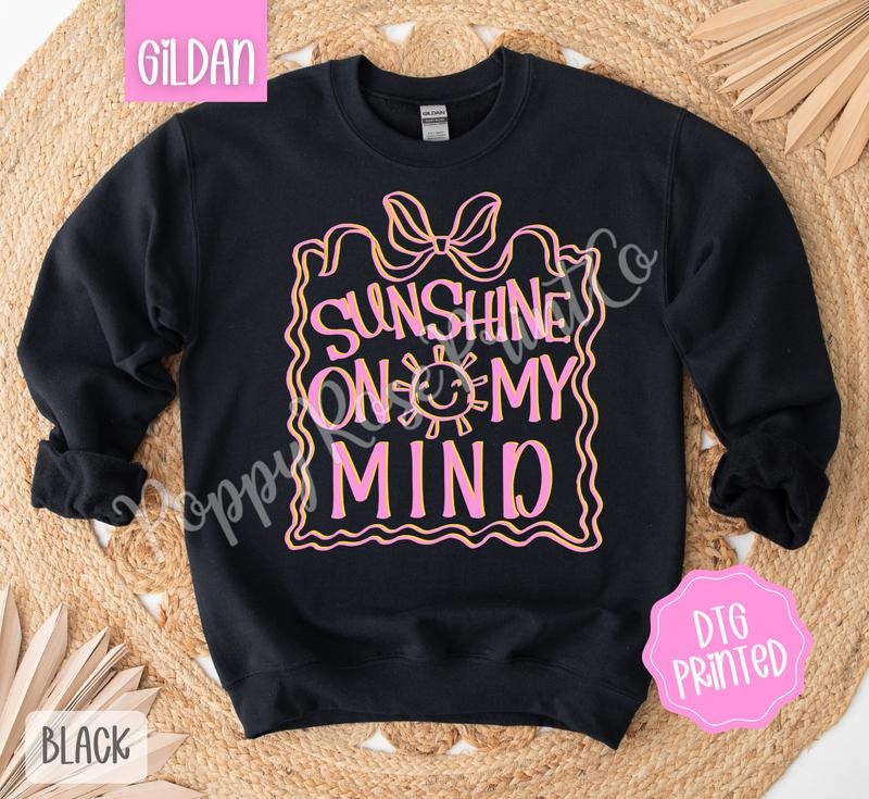 Sunshine On My Mind Sweatshirt, Cute Summer Sweater, Girly Beach Crewneck T-Shirts, Hoodie | TeeBloomCo.com