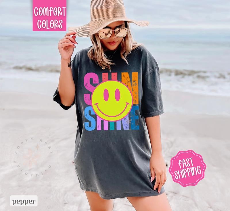 Sunshine Shirt Comfort Colors, Cute Summer Tshirt, Oversized Beach Tee, Swimsuit Cover Up Hoodie, Sweatshirt | TeeBloomCo.com