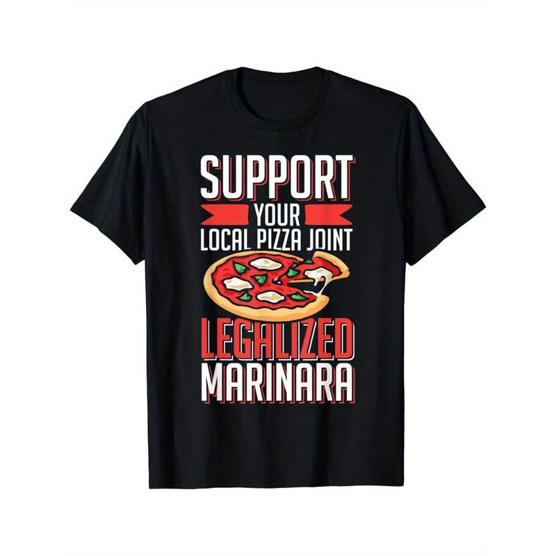 Support Local Pizza Joint" Funny Food Pun T-Shirt - Soft Cotton, Stretch Fabric, Machine Washable