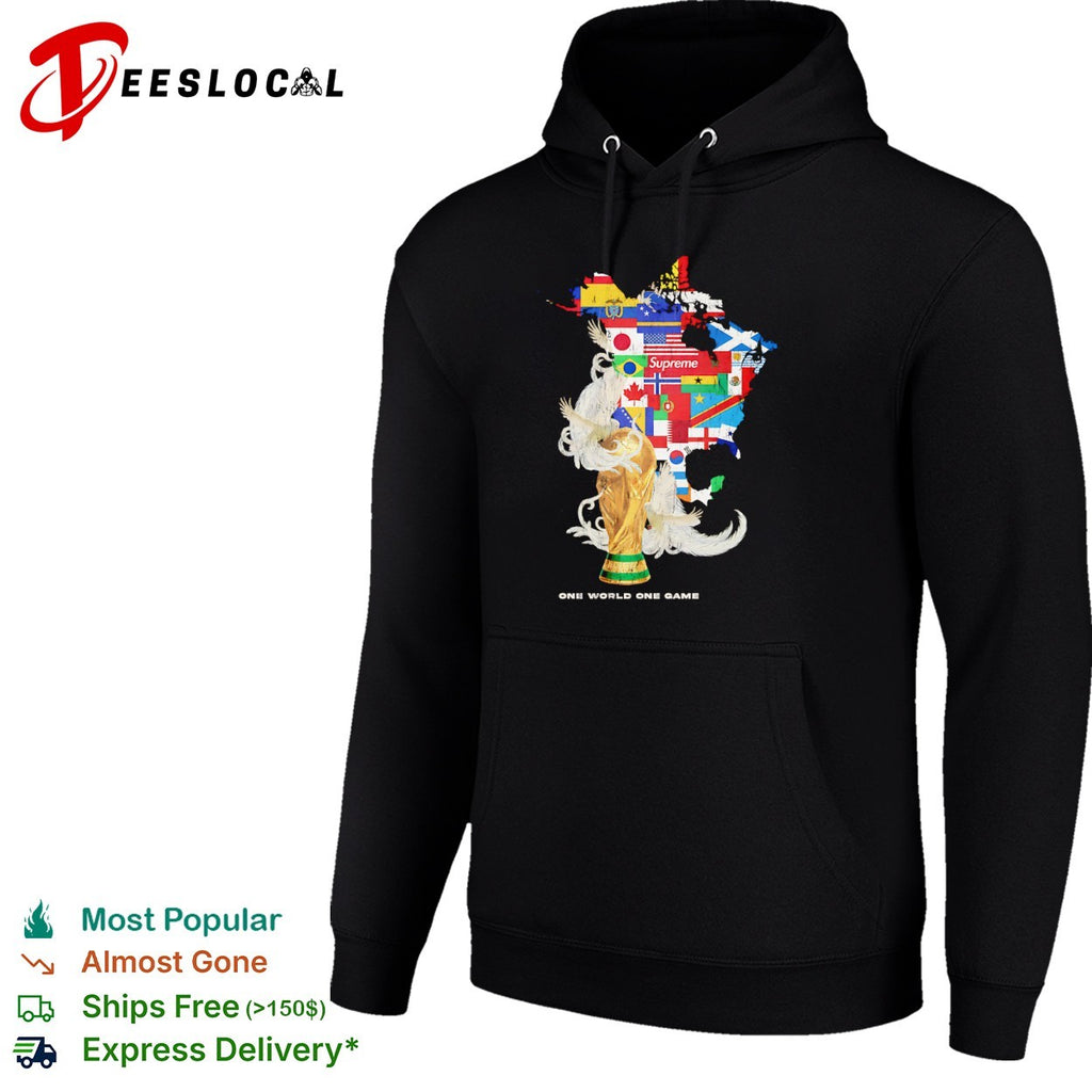 Supreme World Cup One World One Game Soccer Tournament Trophy Map Earth shirt