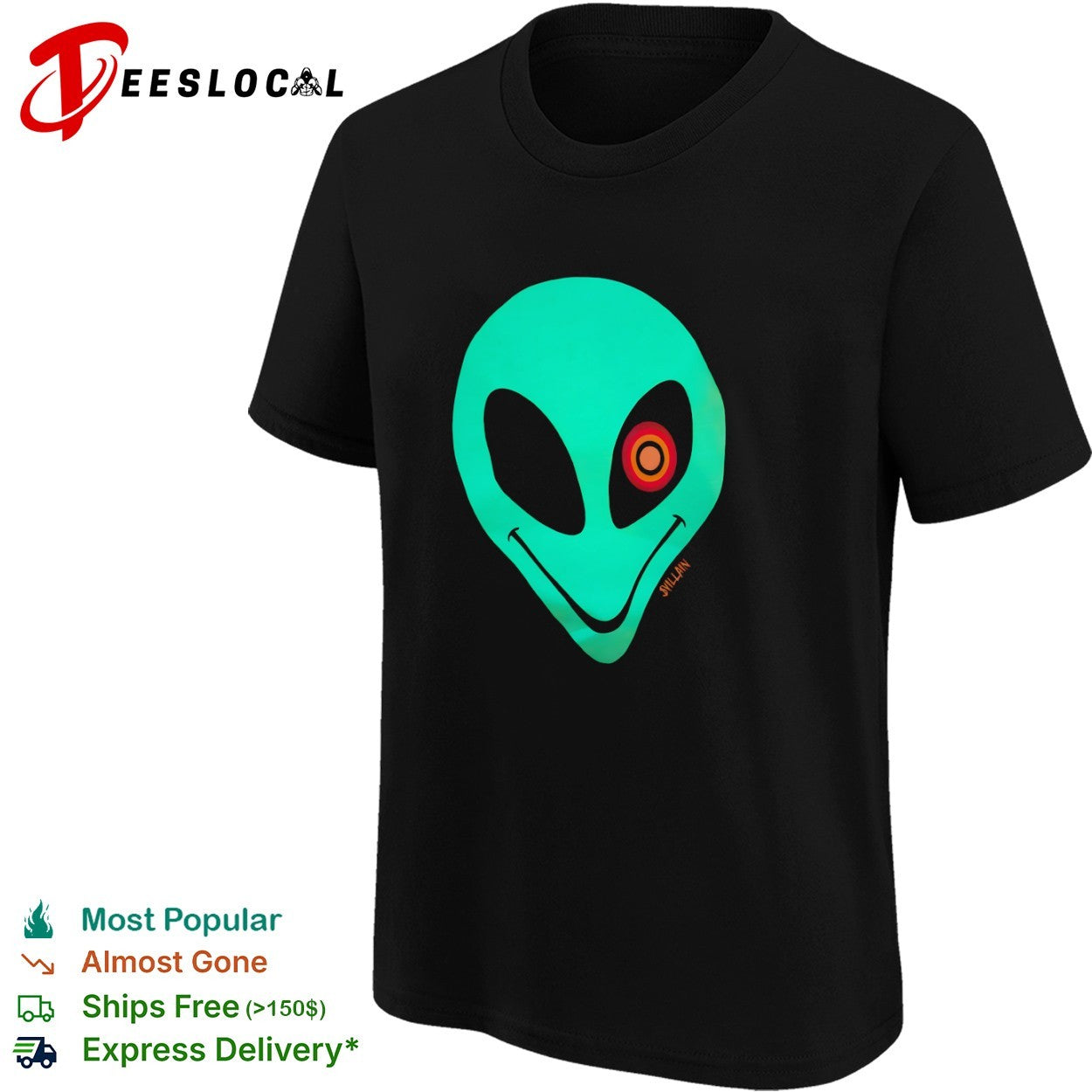 Svillain Alien Glow in the Dark Eye Design Neon Extraterrestrial Creature Concept shirt