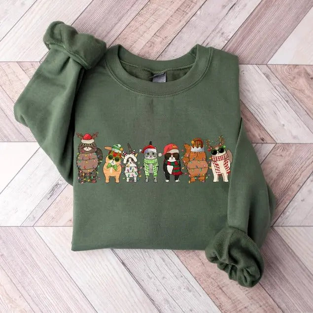 Cute Cat Christmas 100% Cotton T-shirt/Sweatshirt - Unisex Style - Menswear, Top Hoodie | TeeBloomCo.com