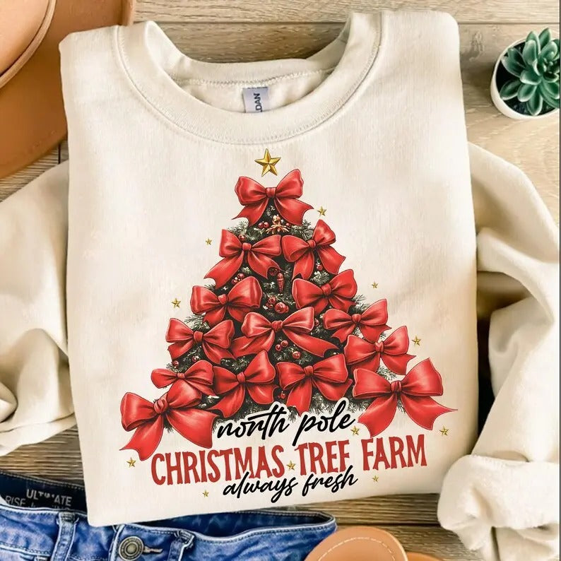 North Pole Christmas Tree Cotton T-shirt/Sweatshirt for Women - Unisex Style - Womenswear, Top Hoodie | TeeBloomCo.com