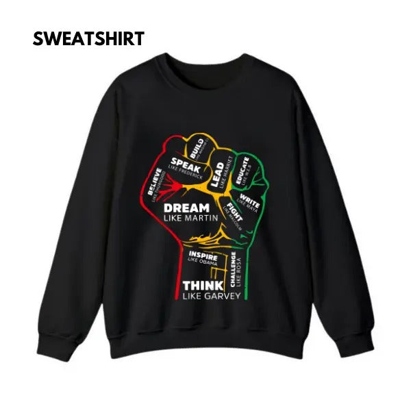 Inspiring Black Leaders Power Fist Hand Unisex Crewneck Sweatshirt/T-Shirt, For Him, For Her, Unisex Style, 100% Cotton,...
