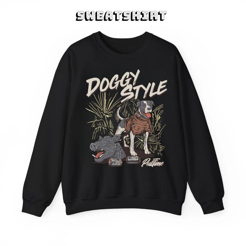 Pull-Time Doggy T-shirt Gear for Hog Hunting Crewneck Sweatshirt/T-Shirt, For Men, For Women, Unisex Style, 100% Cotton,...